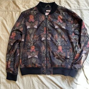 Mossimo Supply Co waterproof pineapple printed bomber jacket, size L